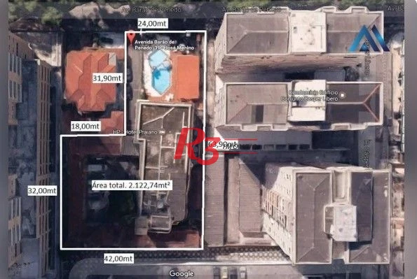 Terreno à venda, 2112 m² por R$ 21.149.000,00 - José Menino - Santos/SP