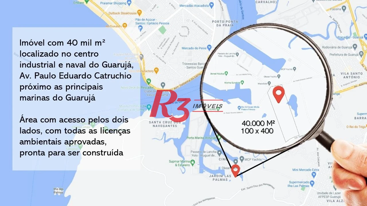 Terreno à venda, 40000 m² por R$ 12.000.000,00 - Cing - Guarujá/SP