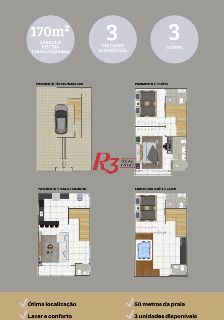 Casa com 3 suítes à venda, 150 m² por R$ 1.125.000 - José Menino - Santos/SP