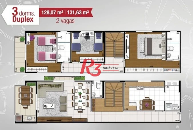 Apartamento Duplex à venda, 131 m² por R$ 989.000,00 - Encruzilhada - Santos/SP