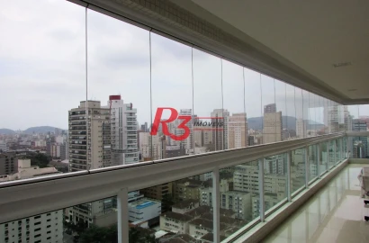 Apartamento para alugar, 178 m² por R$ 19.000,00/mês - Gonzaga - Santos/SP