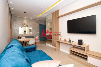 Apartamento com 1 dormitório para alugar, 60 m² por R$ 3.300,00/mês - Encruzilhada - Santos/SP