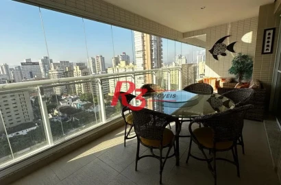 Apartamento para alugar, 181 m² por R$ 19.203,00/mês - Gonzaga - Santos/SP
