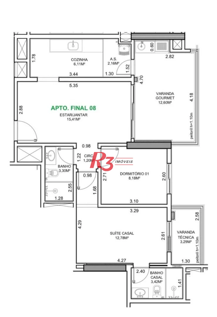 Apartamento à venda, 83 m² por R$ 1.250.000,00 - Aparecida - Santos/SP