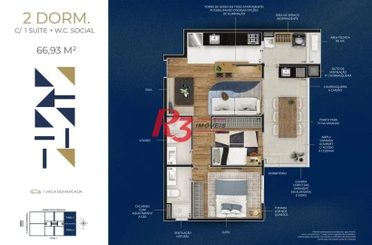 Apartamento com 2 dormitórios à venda, 66 m² por R$ 887.305,83 - Marapé - Santos/SP