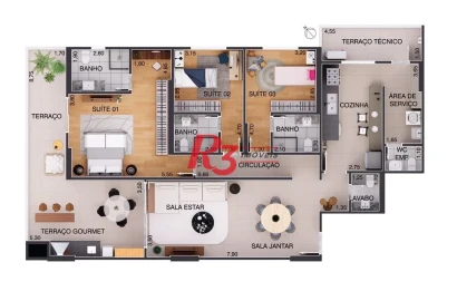 Apartamento à venda, 170 m² por R$ 2.727.802,50 - Aparecida - Santos/SP