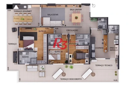 Apartamento Garden à venda, 170 m² por R$ 2.813.015,00 - Aparecida - Santos/SP