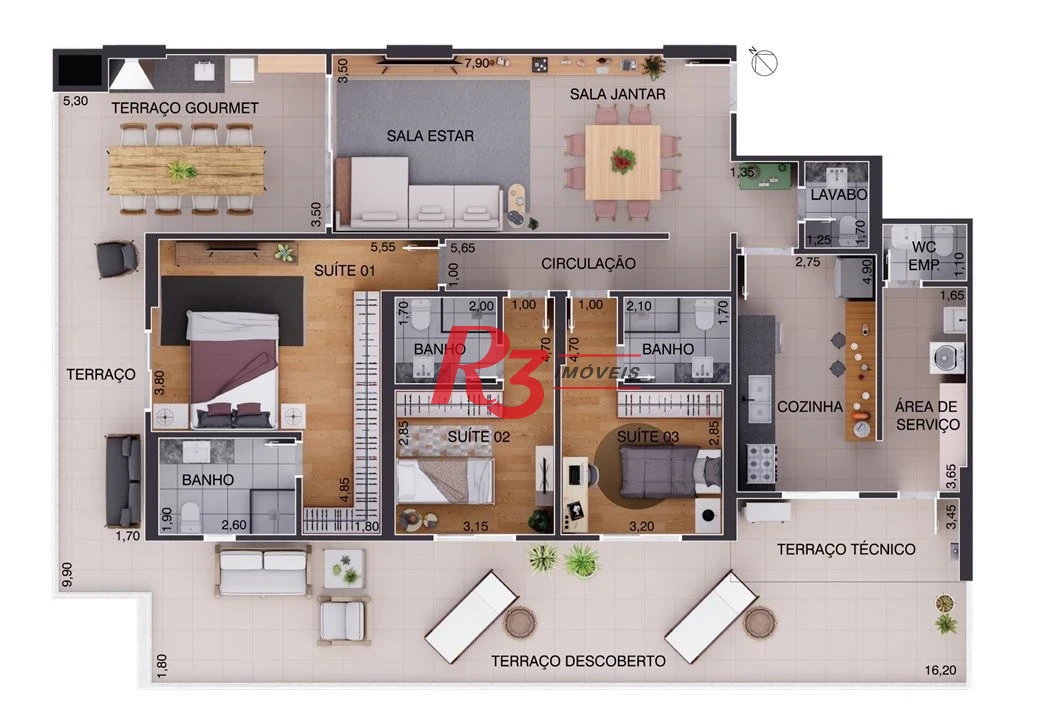 Apartamento Garden à venda, 170 m² por R$ 2.813.015,00 - Aparecida - Santos/SP