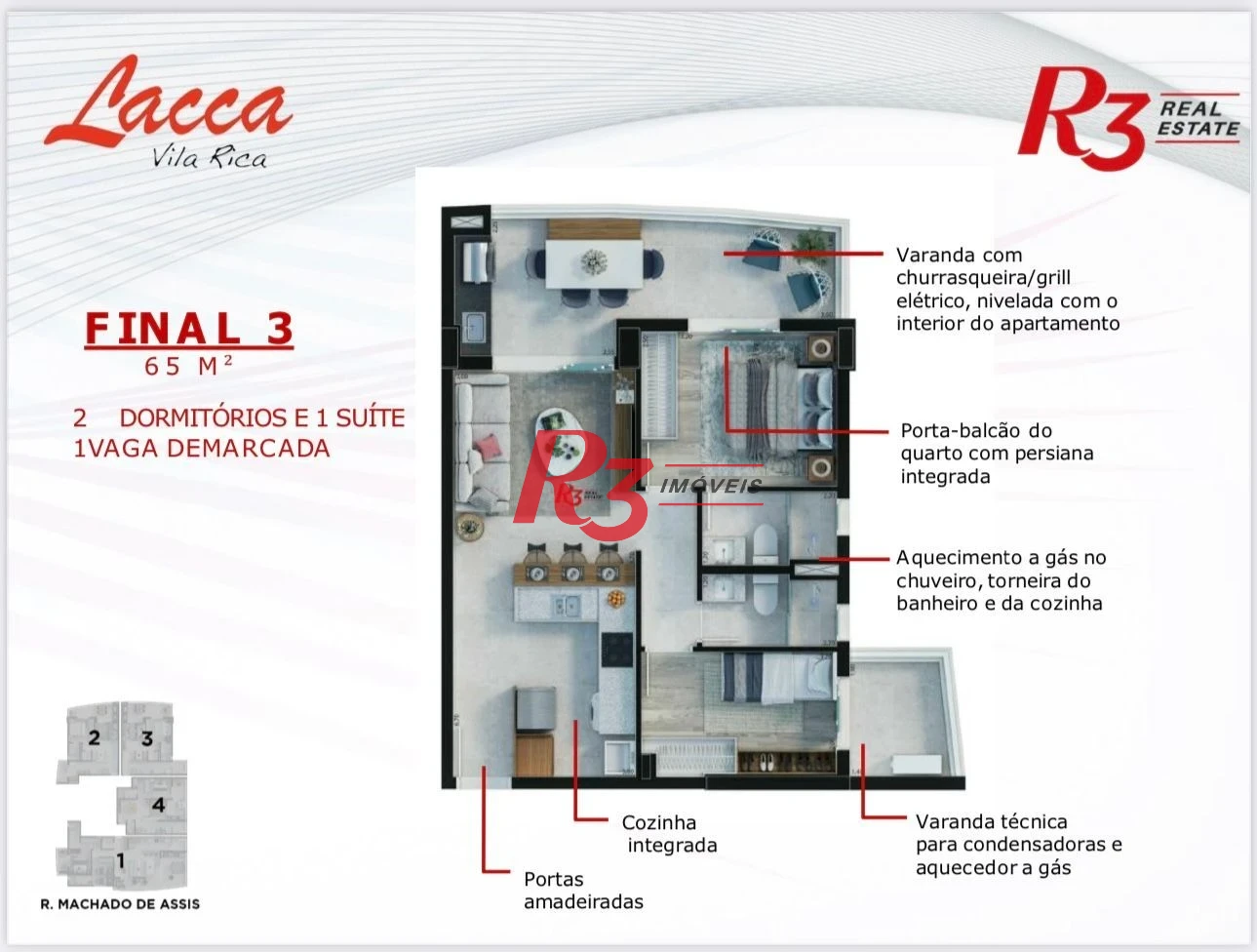 Apartamento com 2 dormitórios à venda, 65 m² por R$ 1.290.000,00 - Vila Rica - Santos/SP