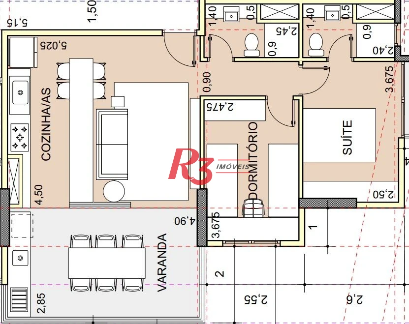 Apartamento à venda, 68 m² por R$ 880.000,00 - José Menino - Santos/SP