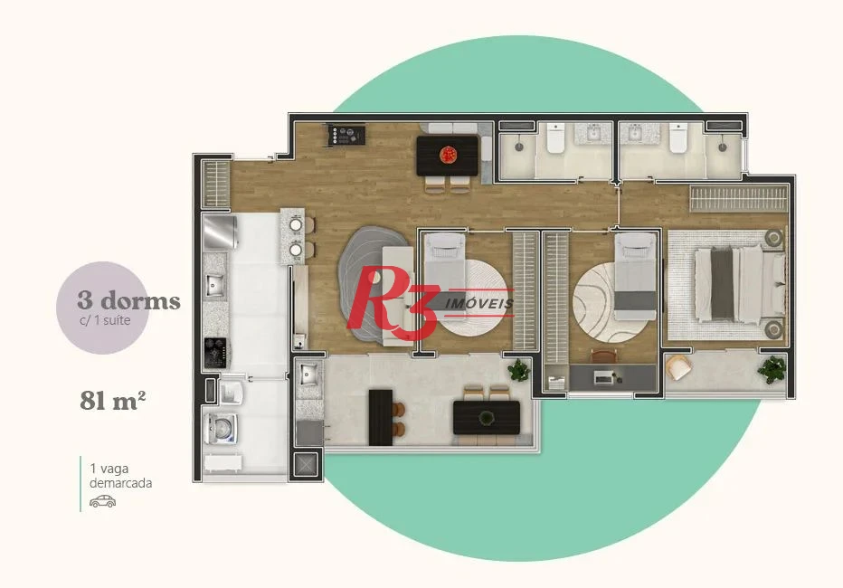 Apartamento à venda, 81 m² por R$ 772.129,59 - Centro - São Vicente/SP