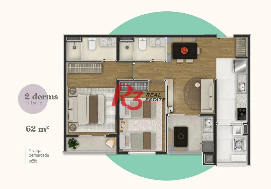 Apartamento à venda, 61 m² por R$ 652.258,01 - Centro - São Vicente/SP