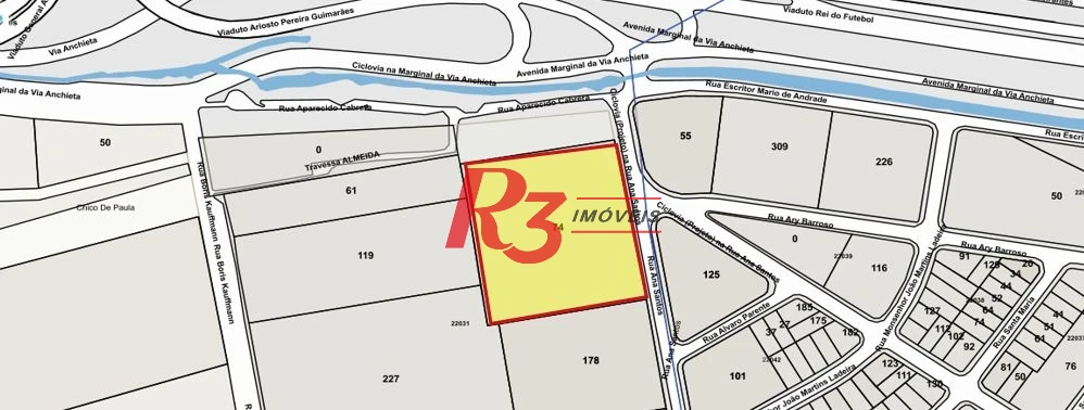 Terreno à venda, 11116 m² por R$ 79.000.000,00 - Chico de Paula - Santos/SP