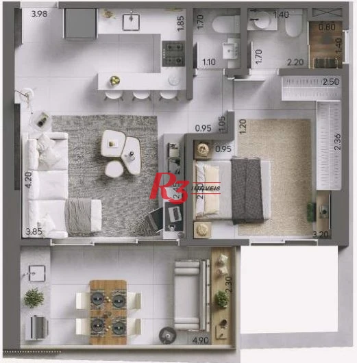 Apartamento com 1 dormitório à venda, 58 m² por R$ 815.000,00 - Ponta da Praia - Santos/SP