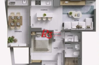 Apartamento com 1 dormitório à venda, 59 m² por R$ 800.000,00 - Ponta da Praia - Santos/SP
