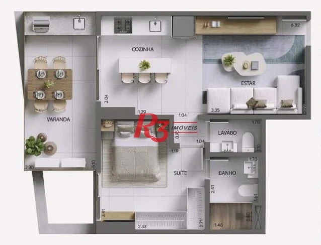 Apartamento com 1 dormitório à venda, 59 m² por R$ 800.000,00 - Ponta da Praia - Santos/SP
