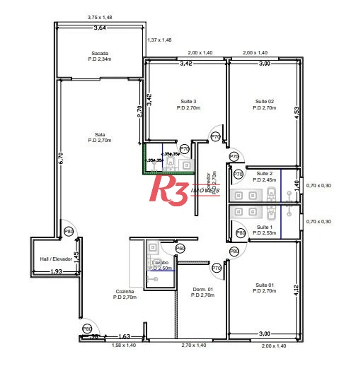 Apartamento com 4 dormitórios à venda, 140 m² por R$ 2.400.000,00 - Embaré - Santos/SP