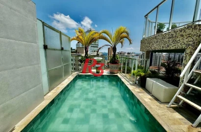Cobertura com 3 dormitórios à venda, 289 m² por R$ 2.200.000,00 - Ponta da Praia - Santos/SP