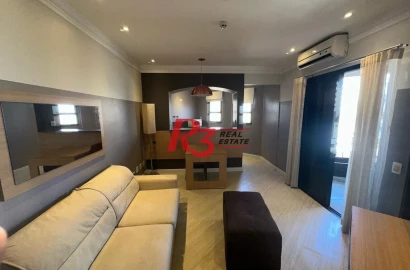 Flat com 1 dormitório, 44 m² - venda por R$ 480.000,00 ou aluguel por R$ 4.500,00/mês - Gonzaga - Santos/SP