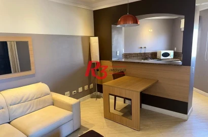 Flat 1 suíte, sala e varanda, 44 m² por R$ 450.000 - Gonzaga - Santos/SP