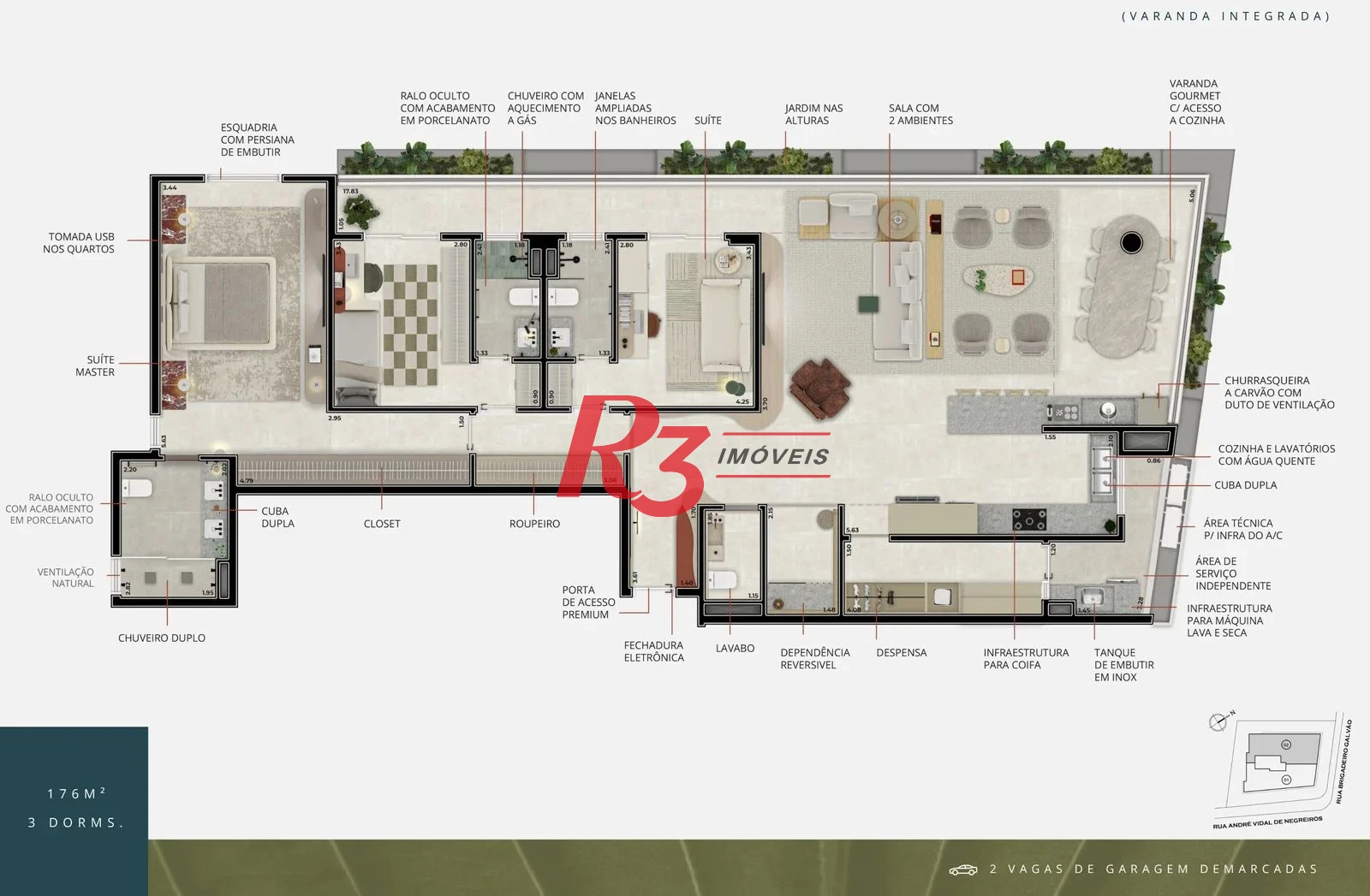Apartamento à venda, 175 m² por R$ 2.812.177,27 - Ponta da Praia - Santos/SP