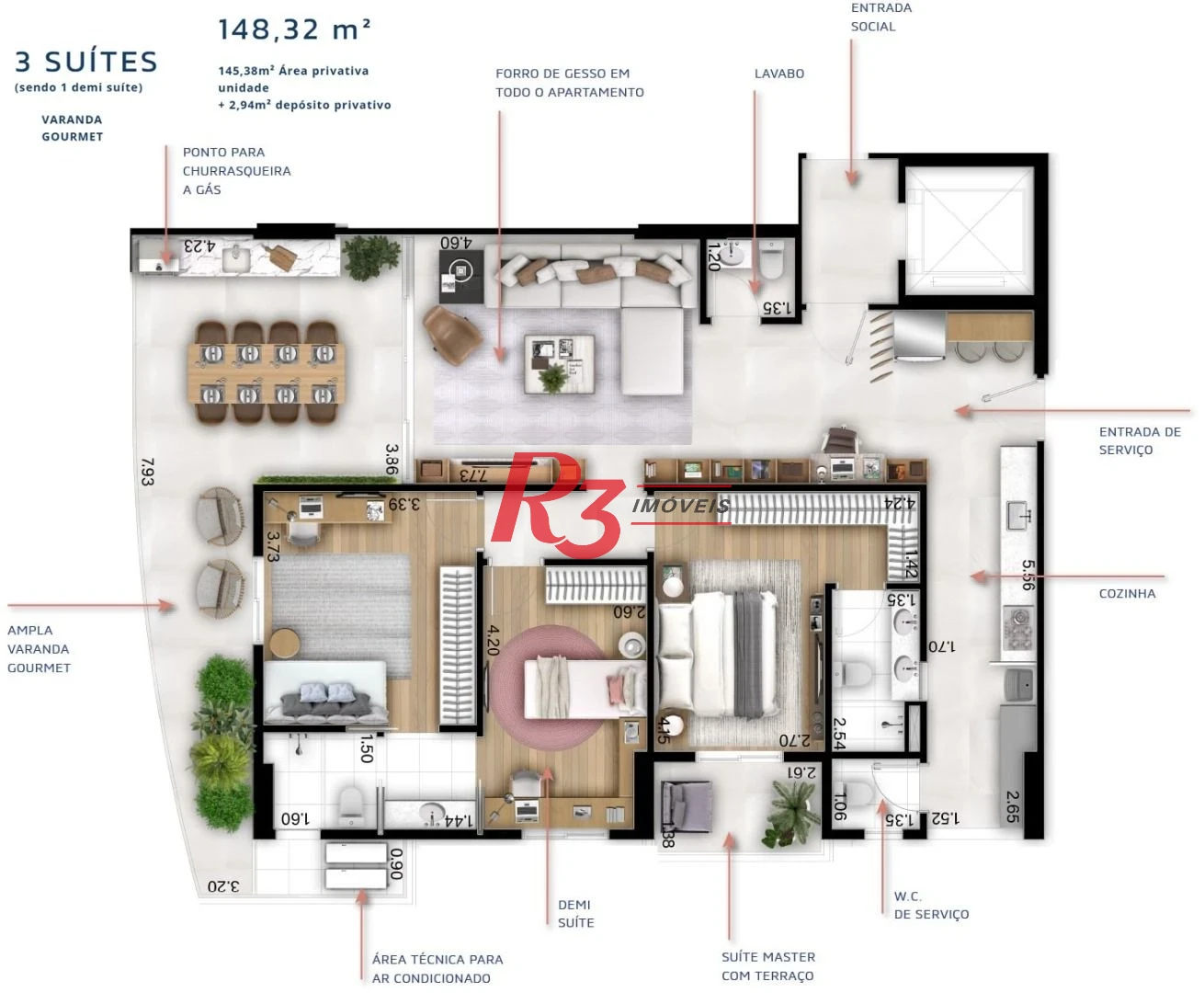 Apartamento à venda, 148 m² por R$ 1.999.959,44 - Boqueirão - Santos/SP