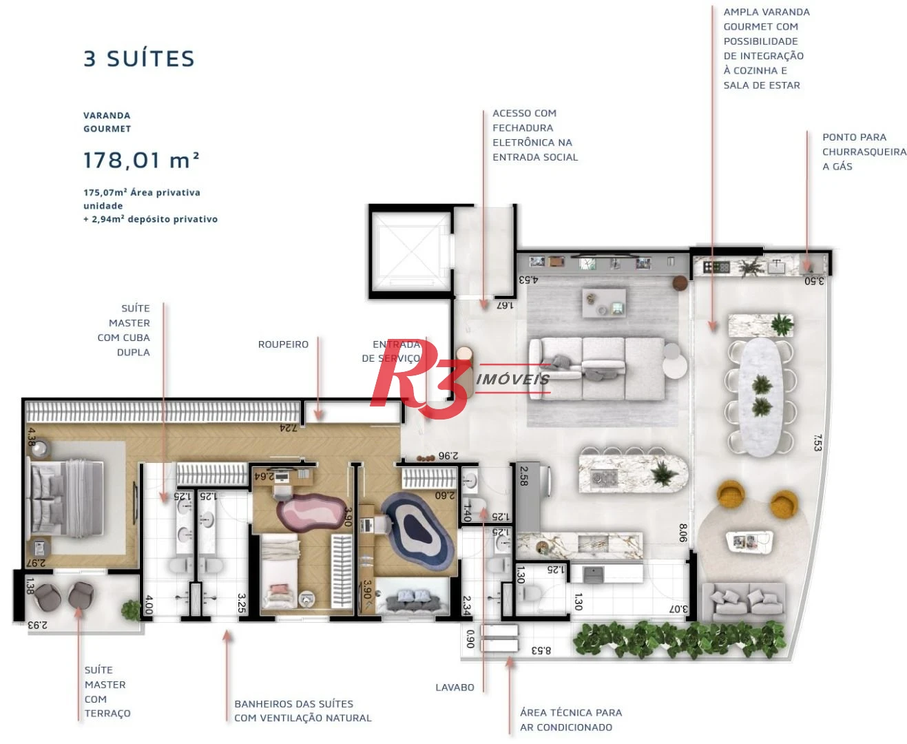 Apartamento à venda, 178 m² por R$ 2.511.476,59 - Boqueirão - Santos/SP