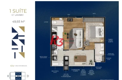 Apartamento com 1 dormitório à venda, 49 m² por R$ 630.000,00 - Marapé - Santos/SP
