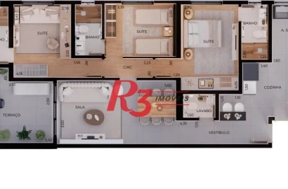 Apartamento à venda, 124 m² por R$ 1.954.671,40 - Boqueirão - Santos/SP