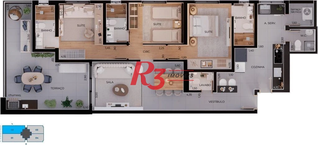 Apartamento à venda, 124 m² por R$ 1.954.671,40 - Boqueirão - Santos/SP