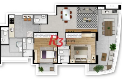 Apartamento à venda, 91 m² por R$ 1.337.238,41 - Boqueirão - Santos/SP