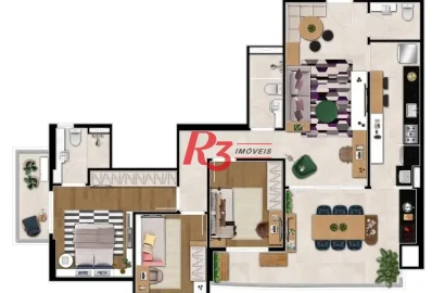 Apartamento à venda, 120 m² por R$ 1.385.200,00 - Aparecida - Santos/SP