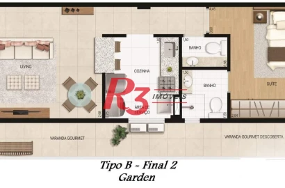 Apartamento Garden à venda, 58 m² por R$ 835.000,00 - Boqueirão - Santos/SP