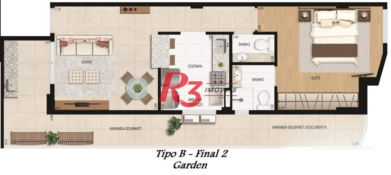 Apartamento Garden à venda, 58 m² por R$ 835.000,00 - Boqueirão - Santos/SP