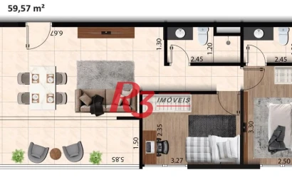 Apartamento à venda, 59 m² por R$ 538.000,00 - Macuco - Santos/SP