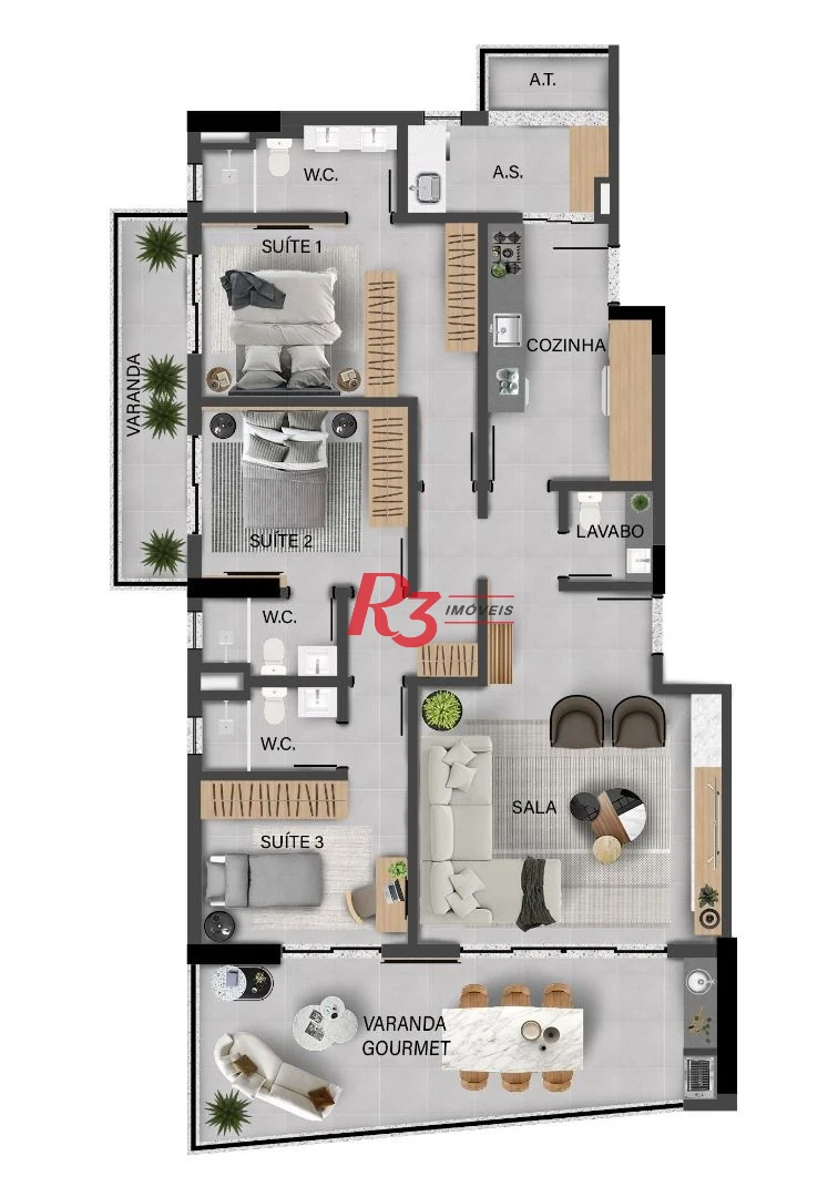 Apartamento à venda, 150 m² por R$ 2.437.511,74 - Aparecida - Santos/SP