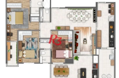 Apartamento à venda, 116 m² por R$ 1.825.070,00 - Gonzaga - Santos/SP