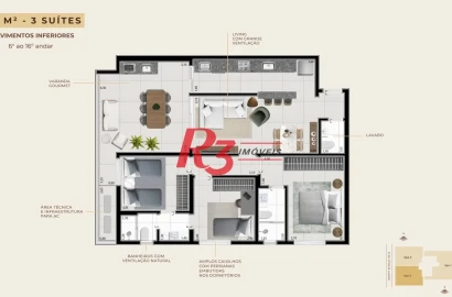 Apartamento à venda, 106 m² por R$ 1.474.609,19 - Boqueirão - Santos/SP