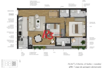 Apartamento à venda, 72 m² por R$ 1.665.114,32 - Boqueirão - Santos/SP