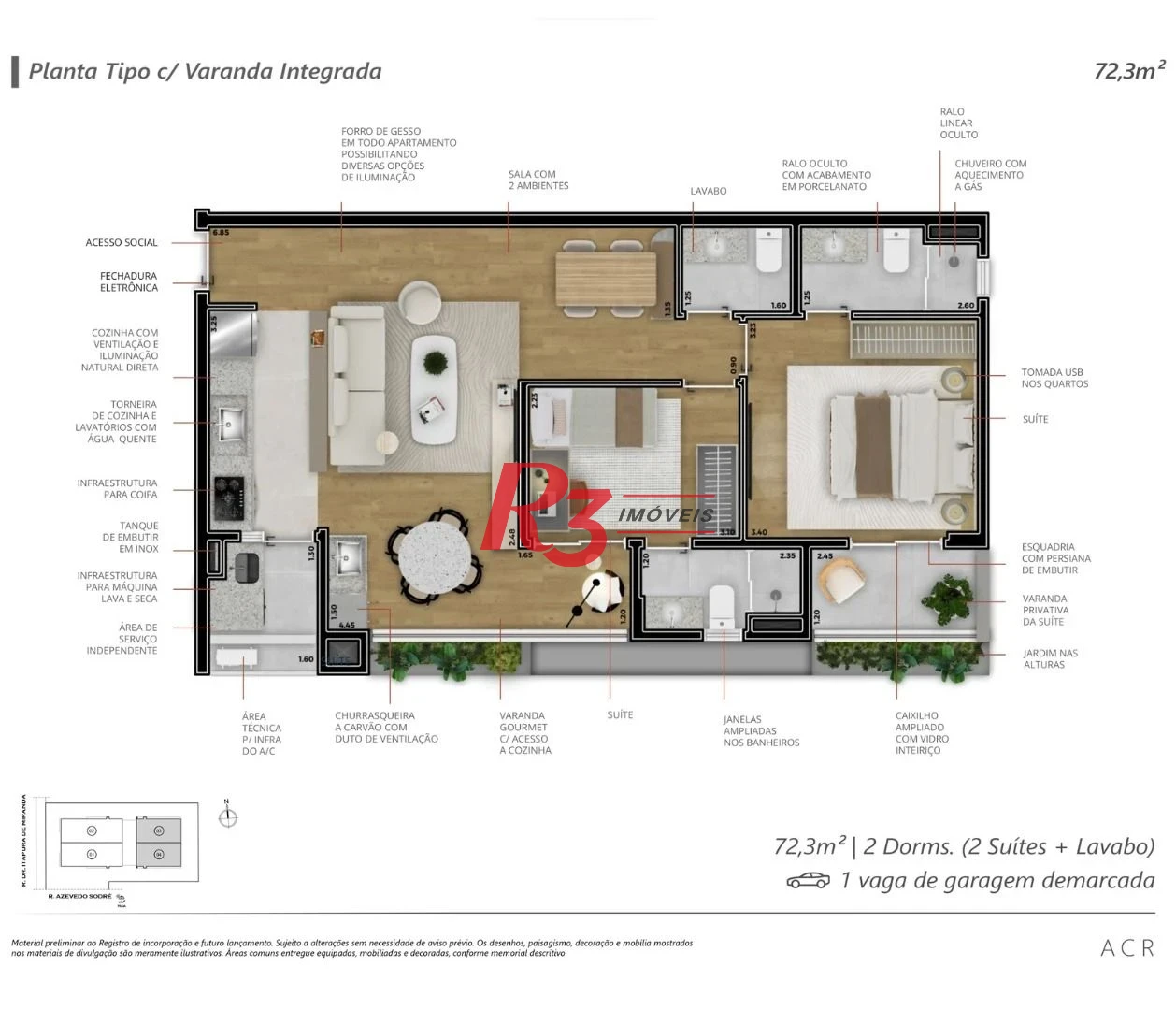 Apartamento à venda, 72 m² por R$ 1.665.114,32 - Boqueirão - Santos/SP