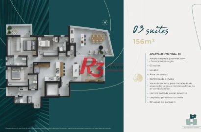Apartamento à venda, 156 m² por R$ 2.349.430,33 - Ponta da Praia - Santos/SP