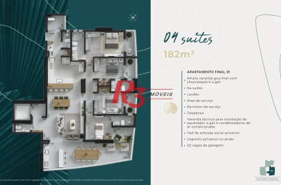Apartamento à venda, 182 m² por R$ 2.599.982,20 - Ponta da Praia - Santos/SP
