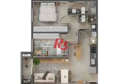 Apartamento à venda, 56 m² por R$ 0,00 - Macuco - Santos/SP