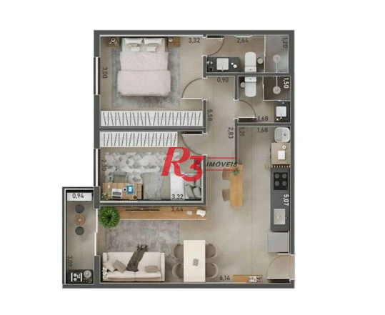 Apartamento à venda, 56 m² por R$ 0,00 - Macuco - Santos/SP