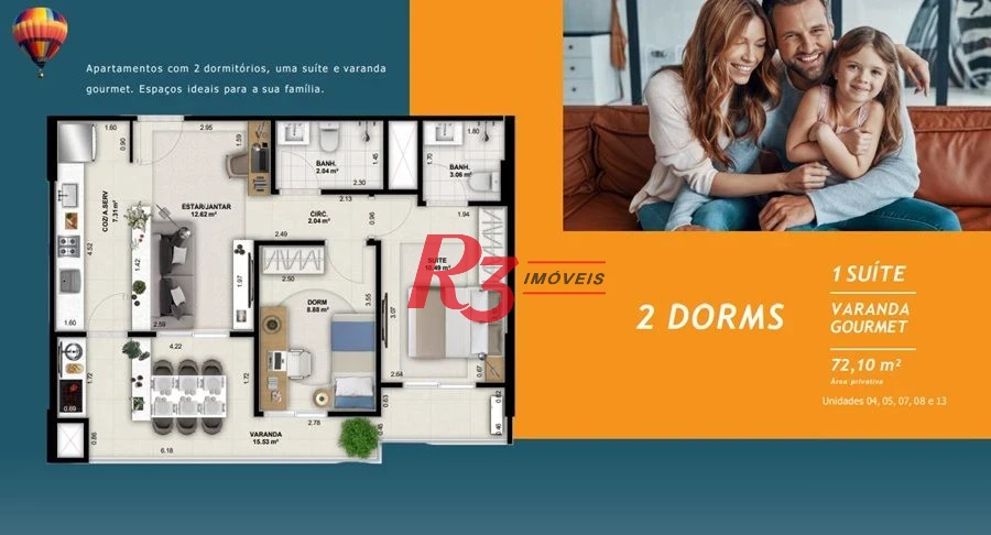 Apartamento à venda, 72 m² por R$ 846.051,70 - Encruzilhada - Santos/SP