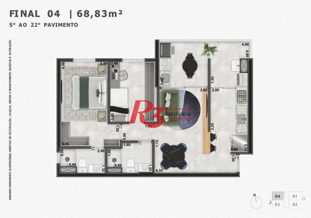 Apartamento à venda, 68 m² por R$ 619.329,38 - Marapé - Santos/SP