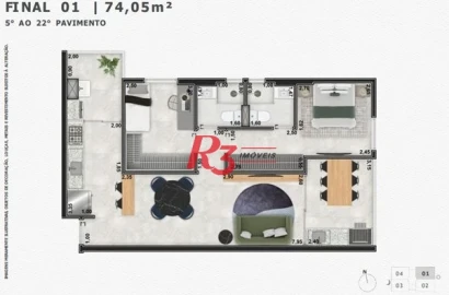 Apartamento à venda, 74 m² por R$ 662.161,50 - Marapé - Santos/SP