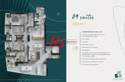 Apartamento à venda, 183 m² por R$ 2.499.271,99 - Ponta da Praia - Santos/SP