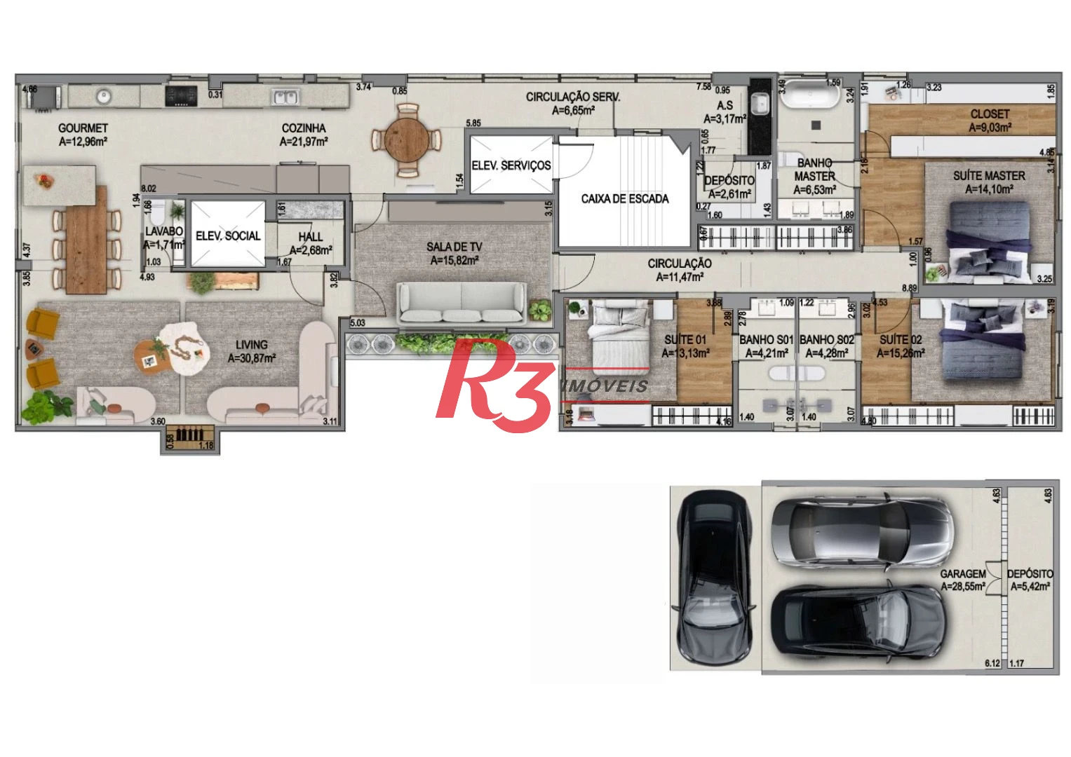 Apartamento à venda, 240 m² por R$ 3.350.000,00 - Boqueirão - Santos/SP