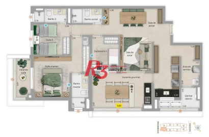 Apartamento à venda, 123 m² por R$ 1.918.000,00 - Embaré - Santos/SP